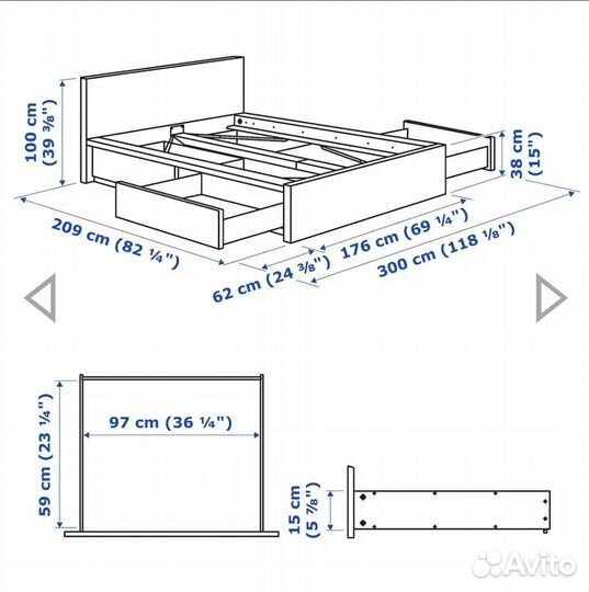 Кровать IKEA malm евро