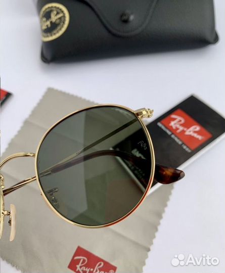 Очки ray ban round metal зеленые