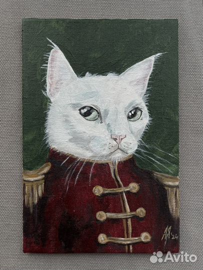 Картина Кот гусар 10х15 холст