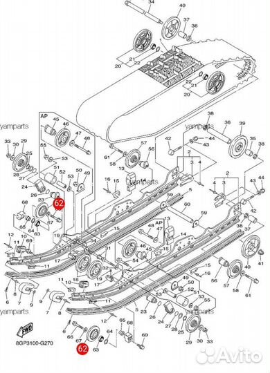 Оригинальный ролик снегохода Yamaha Viking