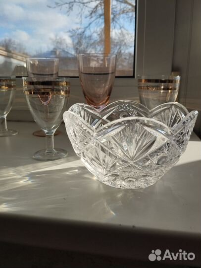Графин,стаканы, салатник, лебеди хрусталь СССР