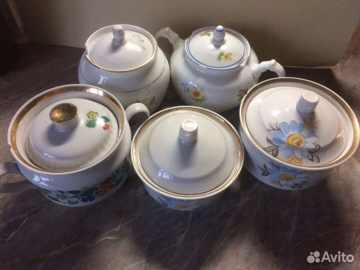 Сахарницы/ вазочки/крышки фарфор. Винтаж. СССР