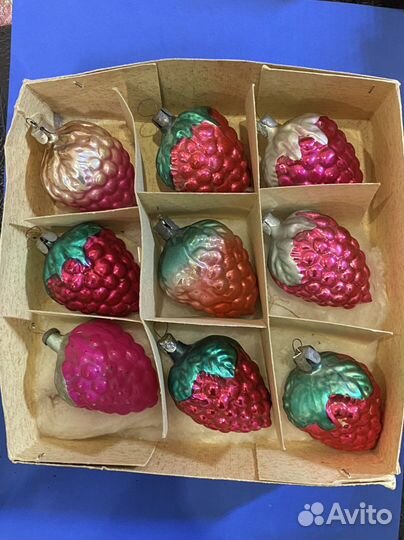 Елочные игрушки СССР Ягоды Виноград Лот 256