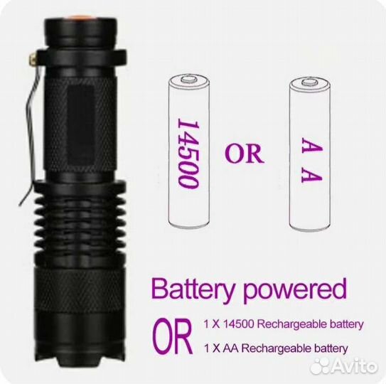Ультрафиолетовый фонарик (3 режима освещения)