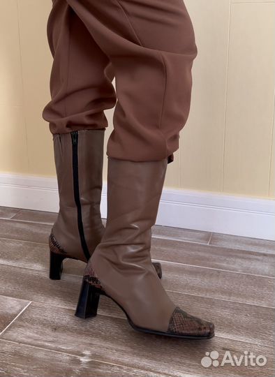 Винтажные кожаные сапоги италия