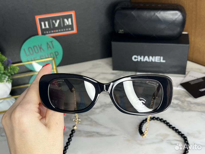 Очки Chanel премиум с цепочкой женские