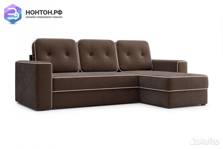 Диван угловой дельфин Берген коричневый