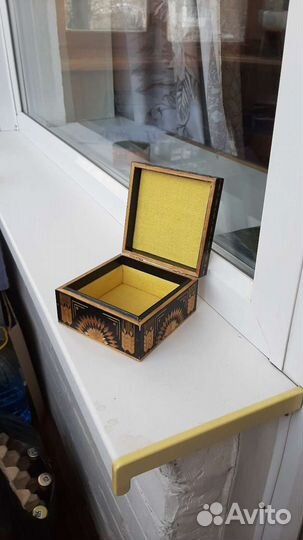 Шкатулка дерево узор солома