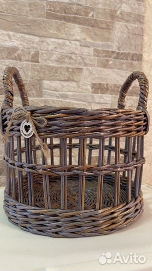 Корзина плетеная интерьерная из бумажной лозы