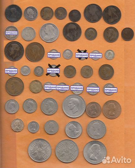 Монеты Великобритании (Англии) с 1806 по 1967 гг