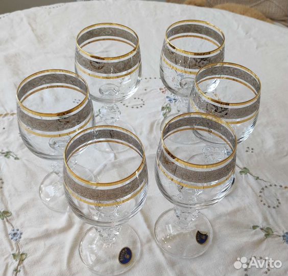 Набор винтажных фужеров для вина bohemia