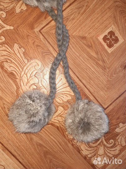 Шапка вязаный мех кролик