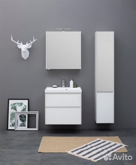 Тумба с раковиной Aquanet Гласс 80