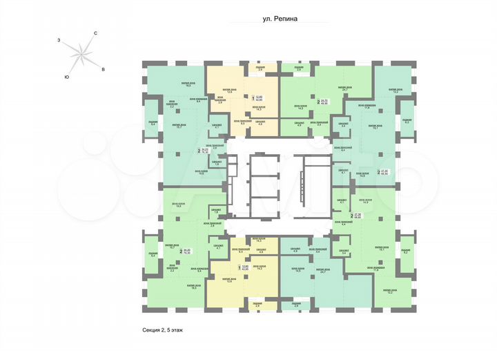 2-к. квартира, 75,5 м², 6/31 эт.