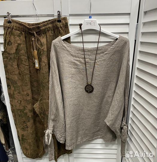 Стильная блузка бохо лен