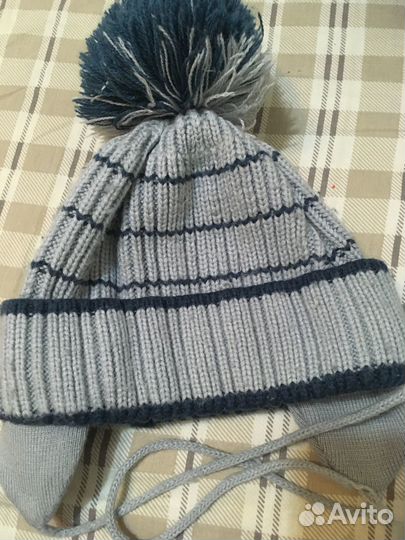 Зимняя шапка на завязках + хлопковая