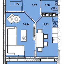 1-к. квартира, 35,7 м², 3/12 эт.