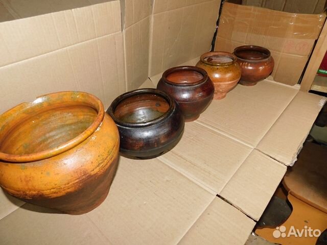 5 старинных.керамических горшков ри.в интерьер