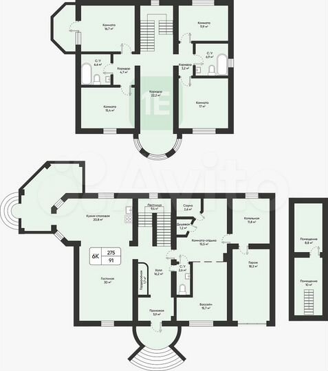 Коттедж 275 м² на участке 10 сот.
