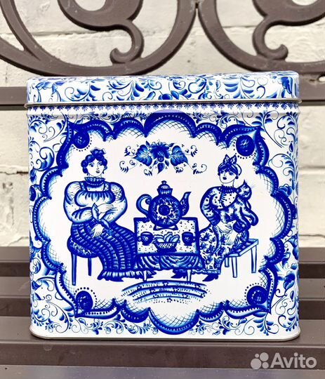 Набор Подарочная Упаковка Жестяной Ларец «Гжель»