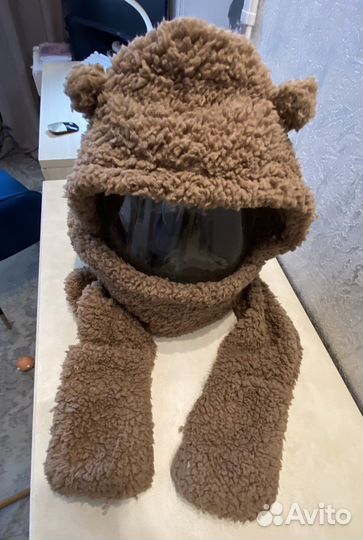 Шапка с ушками. Меховая, плюшевая