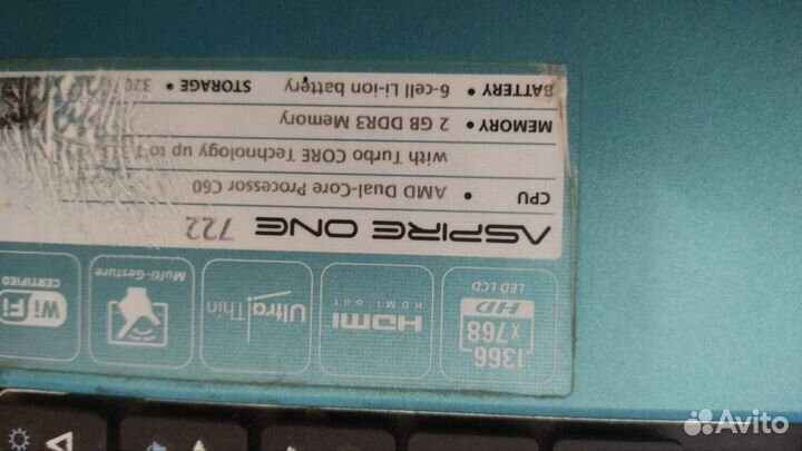 Ноутбук acer aspire one 722