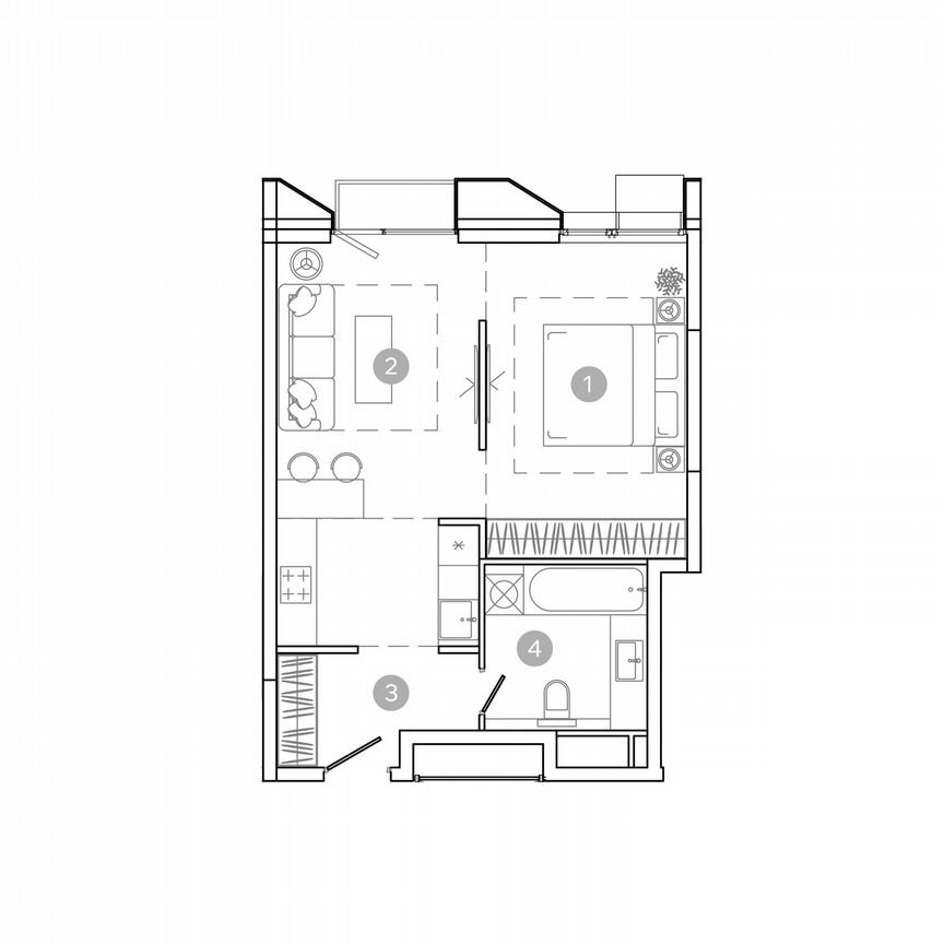 2-к. квартира, 43,5 м², 3/21 эт.