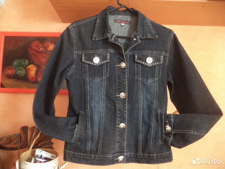 Куртка джинс черно-серая Р. 46