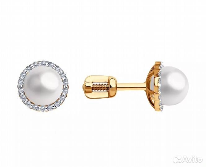 Серьги гвоздики золотые 585 пробы пусеты ювелирные