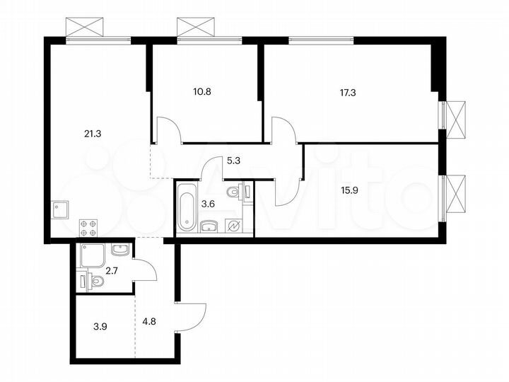 3-к. квартира, 85,6 м², 6/25 эт.