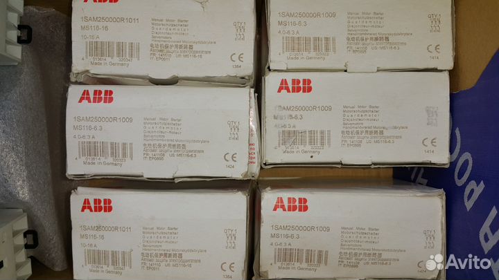 ABB автоматические выключатели двигателей 0.1-75А