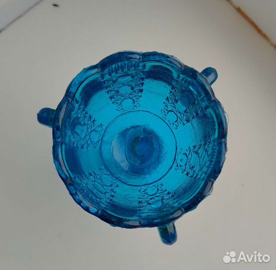 Старинная лампадка синее стекло19 век