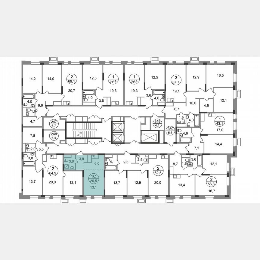 Квартира-студия, 26,5 м², 16/19 эт.