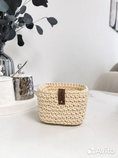 Интерьерные корзины ручной работы. Вязаные корзины