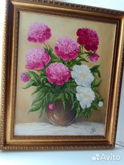 Картина с пионами. Натюрморт с пионами