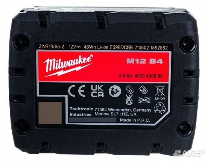 Milwaukee аккумулятор M12 B4 (4932430065) (Новый)