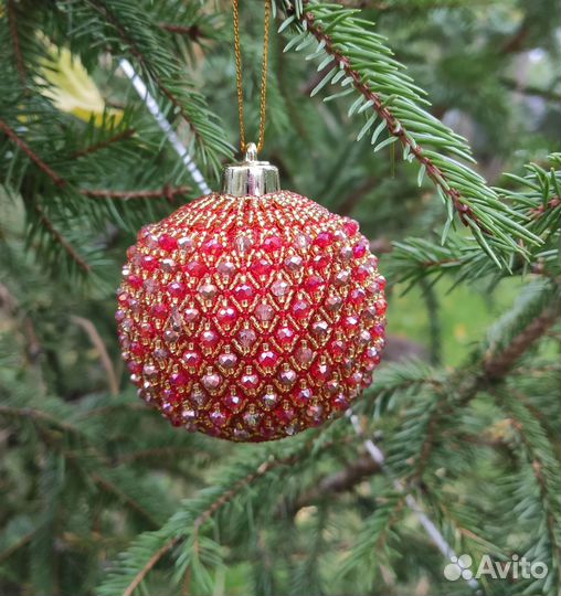 Новогодняя елочная игрушка. Ручная работа. Бисер