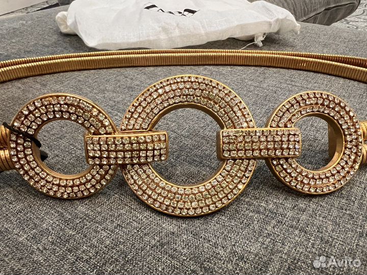 Ремень металл со стразами zara