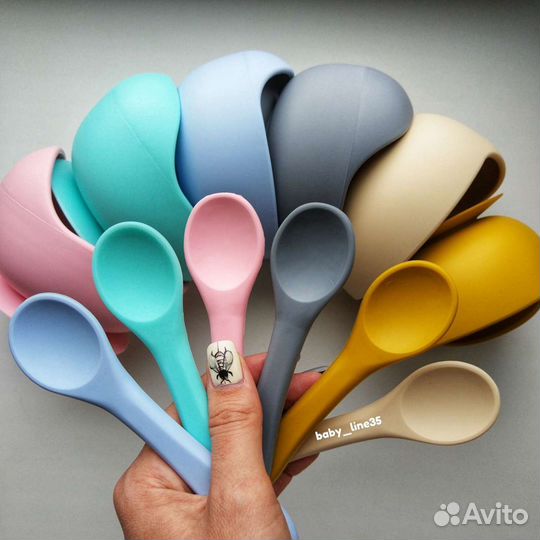 Силиконовая тарелка с ложкой