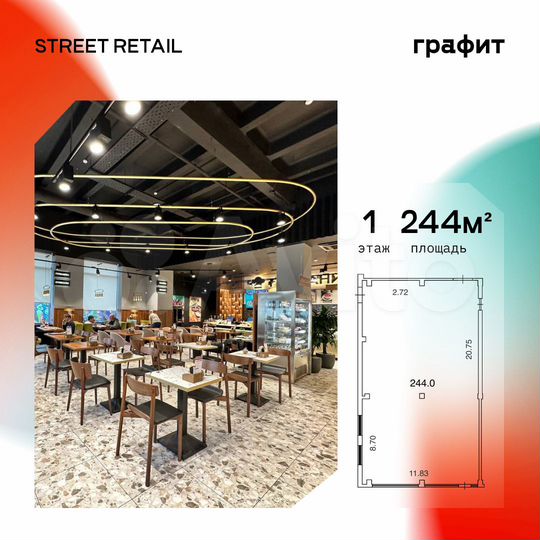 Торговое помещение с арендатором, 244 кв.м