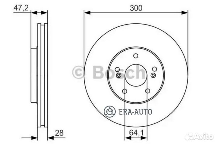 Bosch 0986479R47 Диск торм. пер.вент.300x28 5 отв
