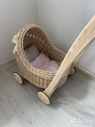 Плетеная коляска для кукол, плетеная люлька