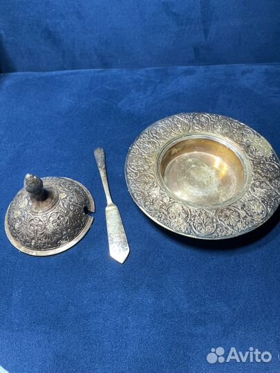 Мельхиоровая икорница