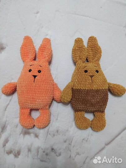 Плюшевый зайка-сплюшка, вязаный зайчик, амигуруми