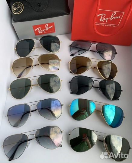 Очки ray ban aviator голубые