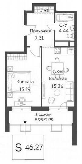 2-к. квартира, 46,3 м², 24/24 эт.