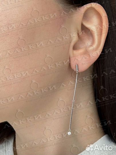 Золотые серьги пусеты с бриллиантами 585 / 2.28 гр