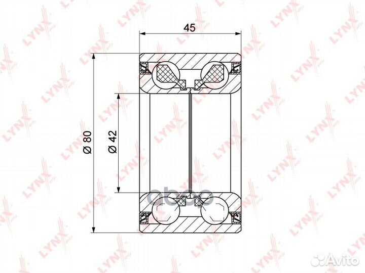 Подшипник ступицы передний WB1351 lynxauto