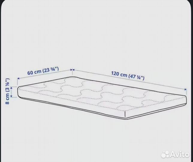 Матрас икеа детский Краммелюр, 120х60