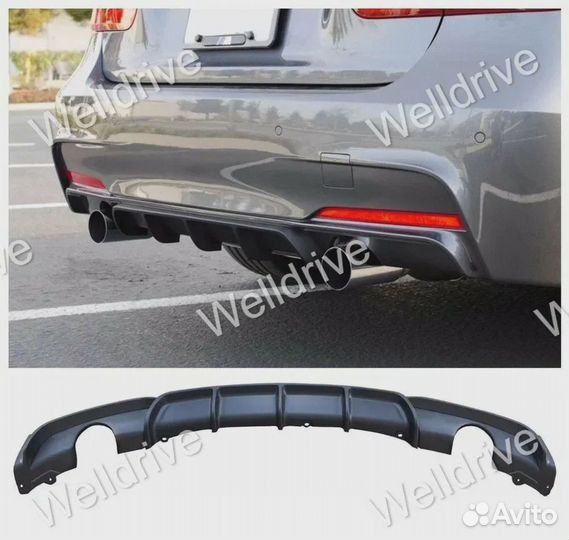 Задняя юбка BMW F30 черная матовая